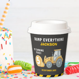 Construction Birthday 5th Dump Truck Party Paper Cups