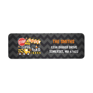 Construction Birthday Address Labels Dump Truck