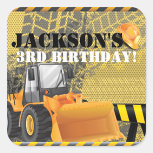Construction Birthday bagger party design Square Sticker