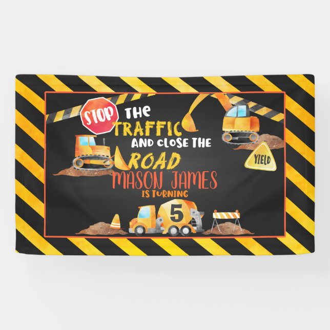 Construction Birthday Banner - BL (Horizontal)