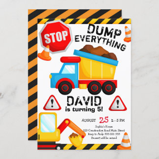 Construction Birthday Boy Dump Everything Invitation