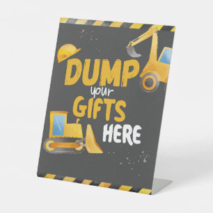 Construction Birthday - Dump Gifts Here Pedestal Sign
