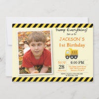 Construction Birthday Dump Truck Invitation