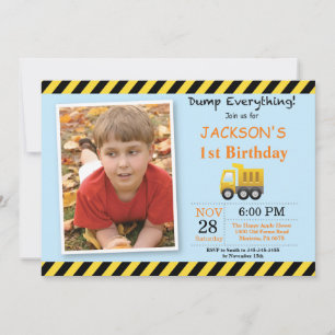 Construction Birthday Dump Truck Invitation