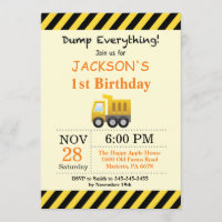 Construction Birthday Dump Truck Invitation