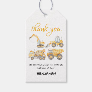 Construction Birthday Dump Truck Party Favour Gift Tags