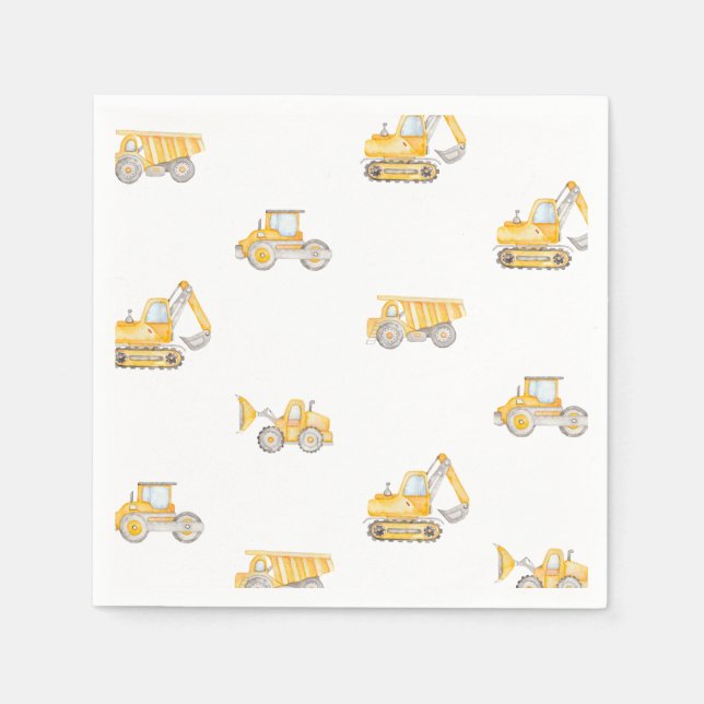 Construction Birthday Dump Trucks Birthday Napkin (Front)