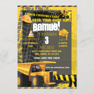 Construction Birthday dumper Invitation