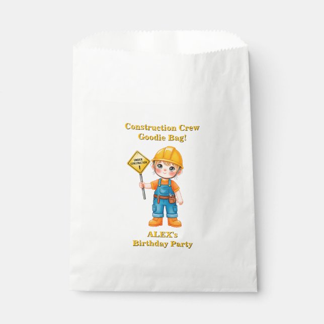 Construction Birthday Favour Bag Editable (Front)