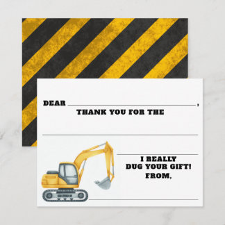 Construction Birthday Fill In The Blank Thank You Card