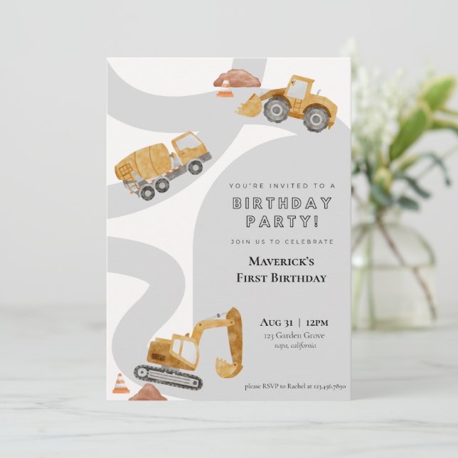 Construction Birthday Invitation (Standing Front)