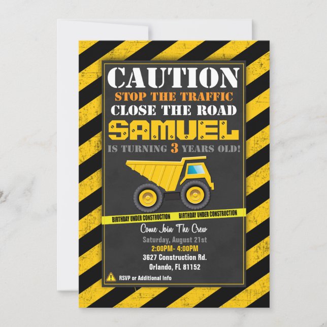 Construction Birthday Invitation (Front)