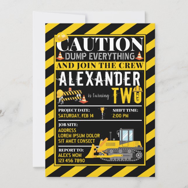 Construction Birthday Invitation (Front)