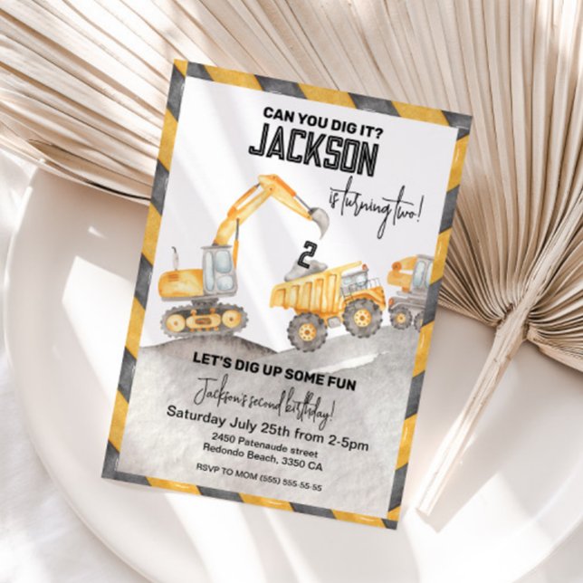 Construction Birthday Invitation, 2nd birthday Invitation (Construction birthday invitation, Can you dig it birthday invite, any age)