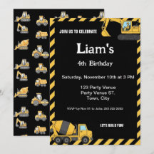 Construction Birthday Invitation |Boy Truck Party