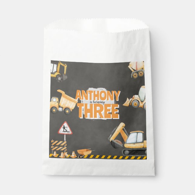 Construction Birthday Invitation Favour Bags (Front)