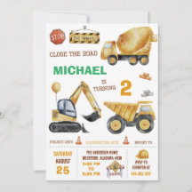 Construction Birthday Invitation For Boys