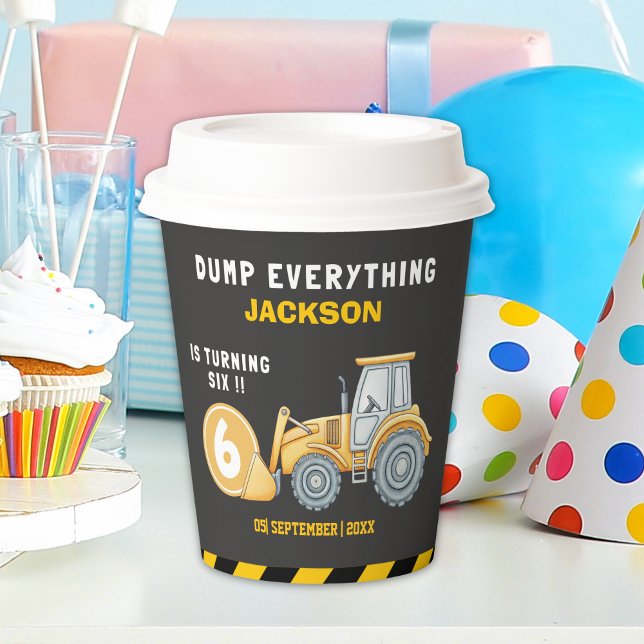 Construction Birthday Paper Cups Turning Six (Creator Uploaded)