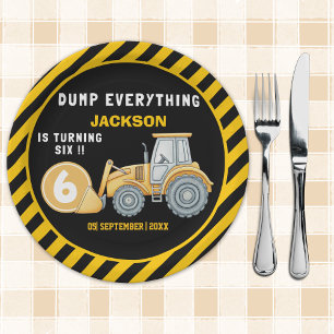 Construction Birthday Paper Plates Turning 6