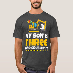Construction Birthday Party 3 Year Old Boy Son T-Shirt