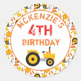 Construction Birthday Party Age  Classic Round Sti Sticker