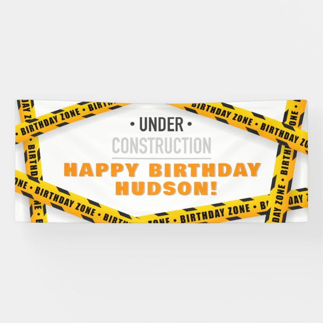 Construction Birthday Party Banner – Yellow Dump  (Horizontal)