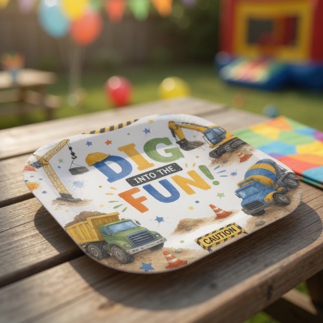 Construction Birthday Party | Dig Into The Fun Paper Plate (Creator Uploaded)