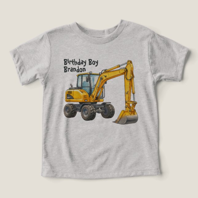 Construction Birthday Party Digger T-Shirt (Design Front)