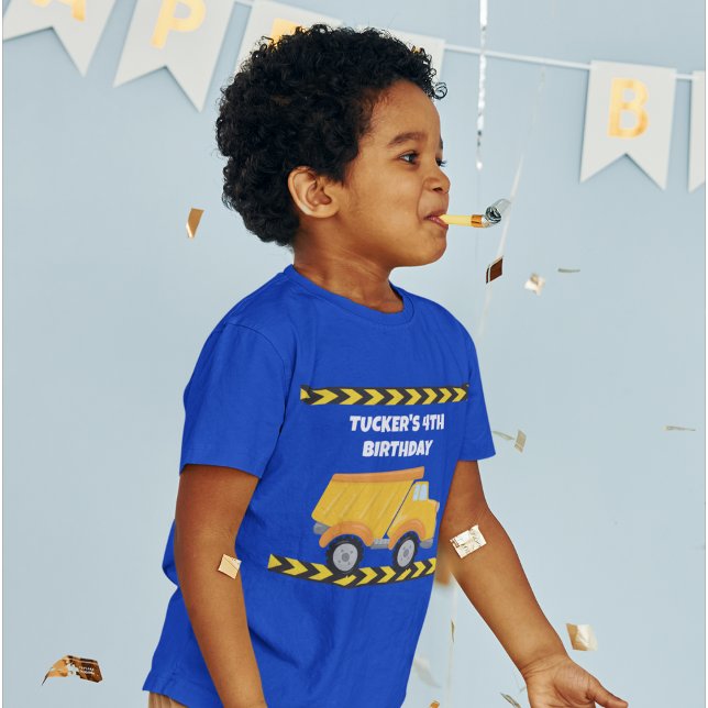 Construction Birthday Party Dump Truck Blue Kids T-Shirt (Creator Uploaded)