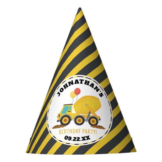 Construction Birthday Party Hat (Front)