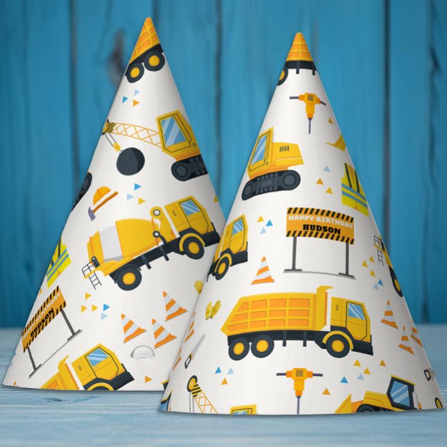 Construction Birthday Party Hat – Yellow Dump (Construction Party Hats)