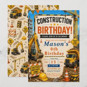 Construction Birthday Party Invitation