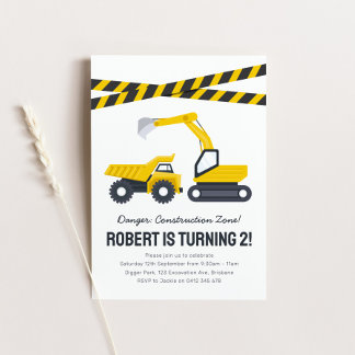 Construction Birthday Party Invitation
