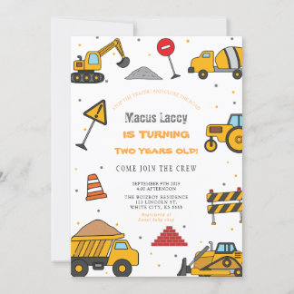 Construction Birthday Party Invitation