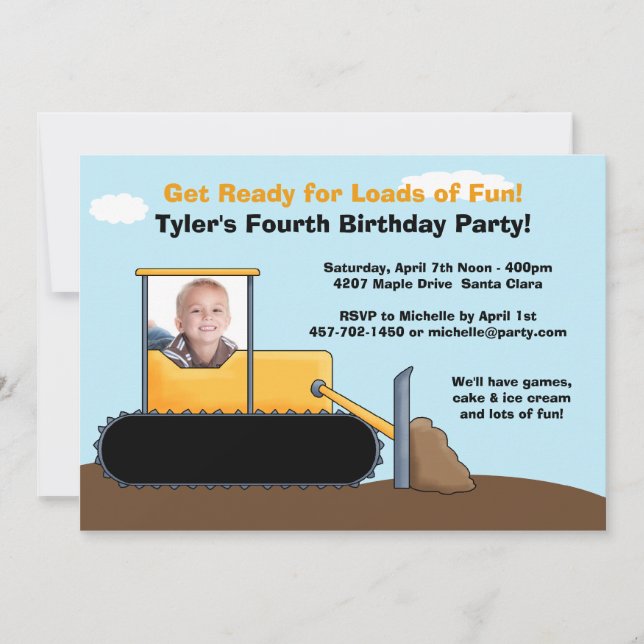 Construction Birthday Party Invitation (Front)