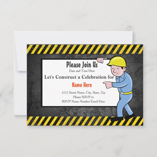 Construction Birthday Party Invite (Front)
