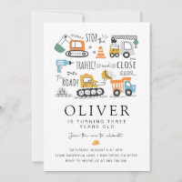 Construction Birthday Party Invite • Dump Truck