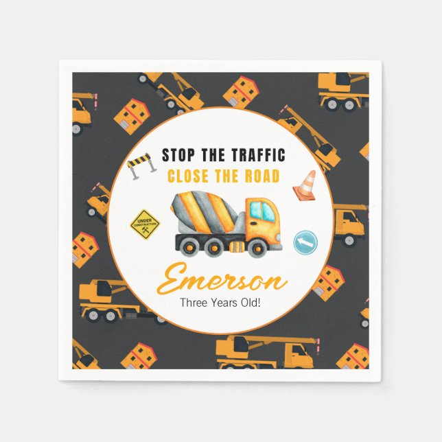 Construction Birthday Party Napkin (Front)