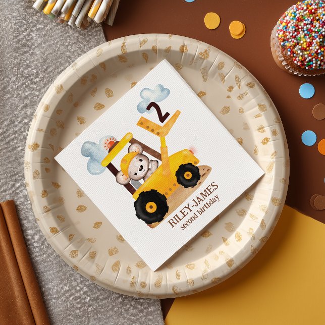 Construction Birthday Party Napkin (Get ready to dig in and celebrate with our 'Under Construction' Birthday party napkins.)