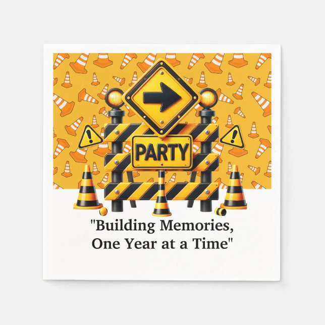 Construction  Birthday Party Napkins (Front)