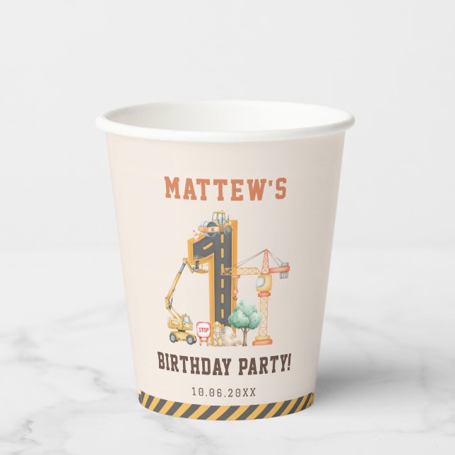 Construction Birthday Party Paper Cups (Front)