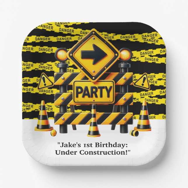Construction Birthday Party  Paper Plate (Front)