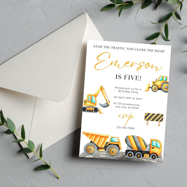 Construction Birthday Party Thank You Card (Creator Uploaded)