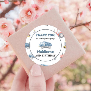 Construction Birthday Party Thank You Classic Round Sticker