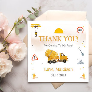 Construction Birthday Party Thank You Napkin