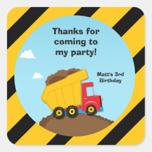 Construction Birthday Party Thank You Stickers