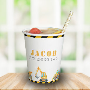 Construction Birthday Party Watercolor Paper cup