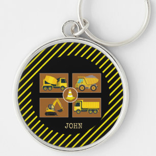 Construction Birthday Personalised Name Boy Truck  Key Ring