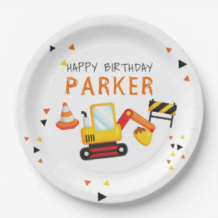 Construction Birthday Personalised Paper Plate