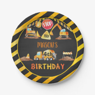 Construction Birthday Plate - Blk